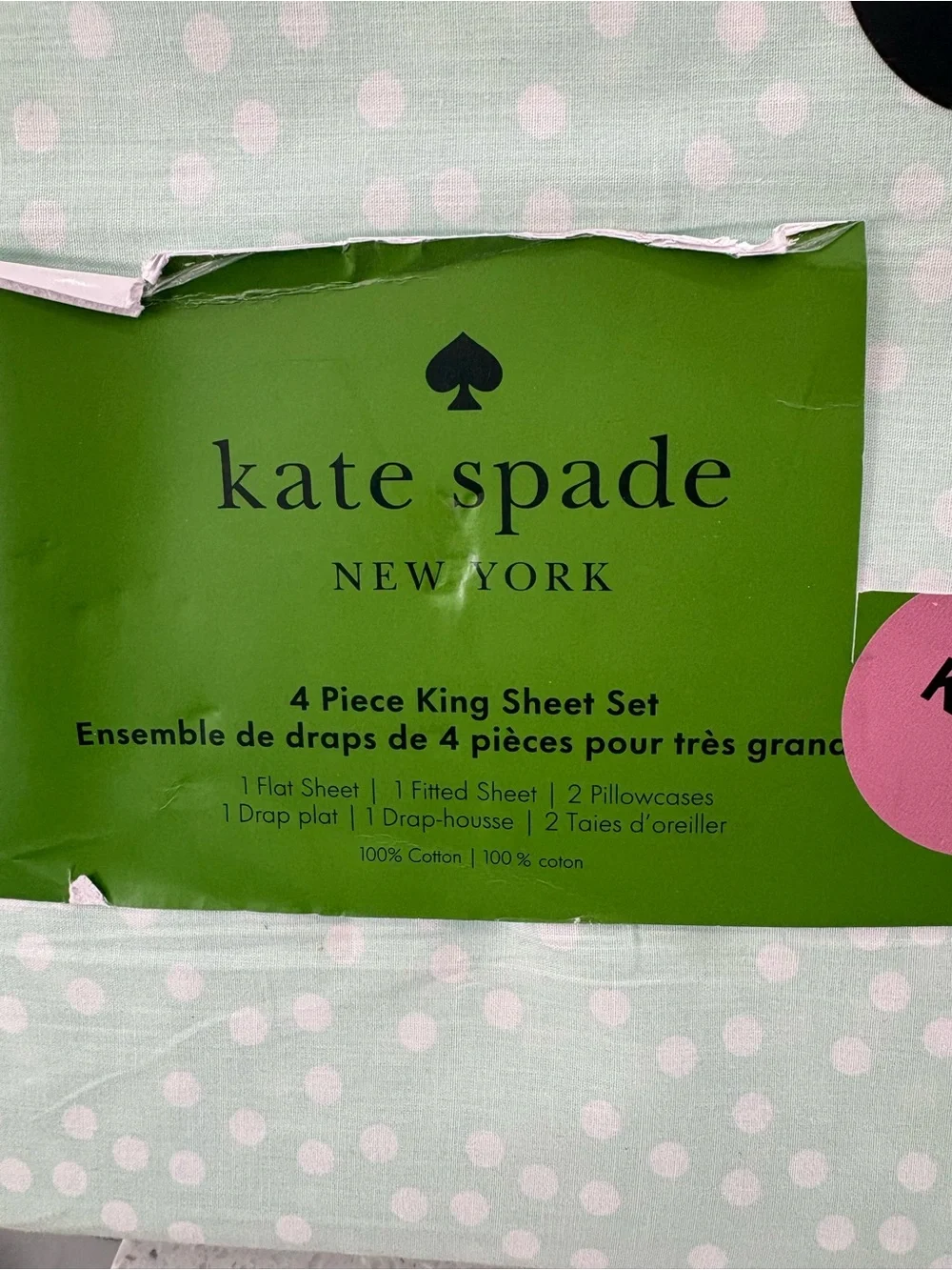 NEW kate spade Light Blue and White Polka Dot King Sheet Set